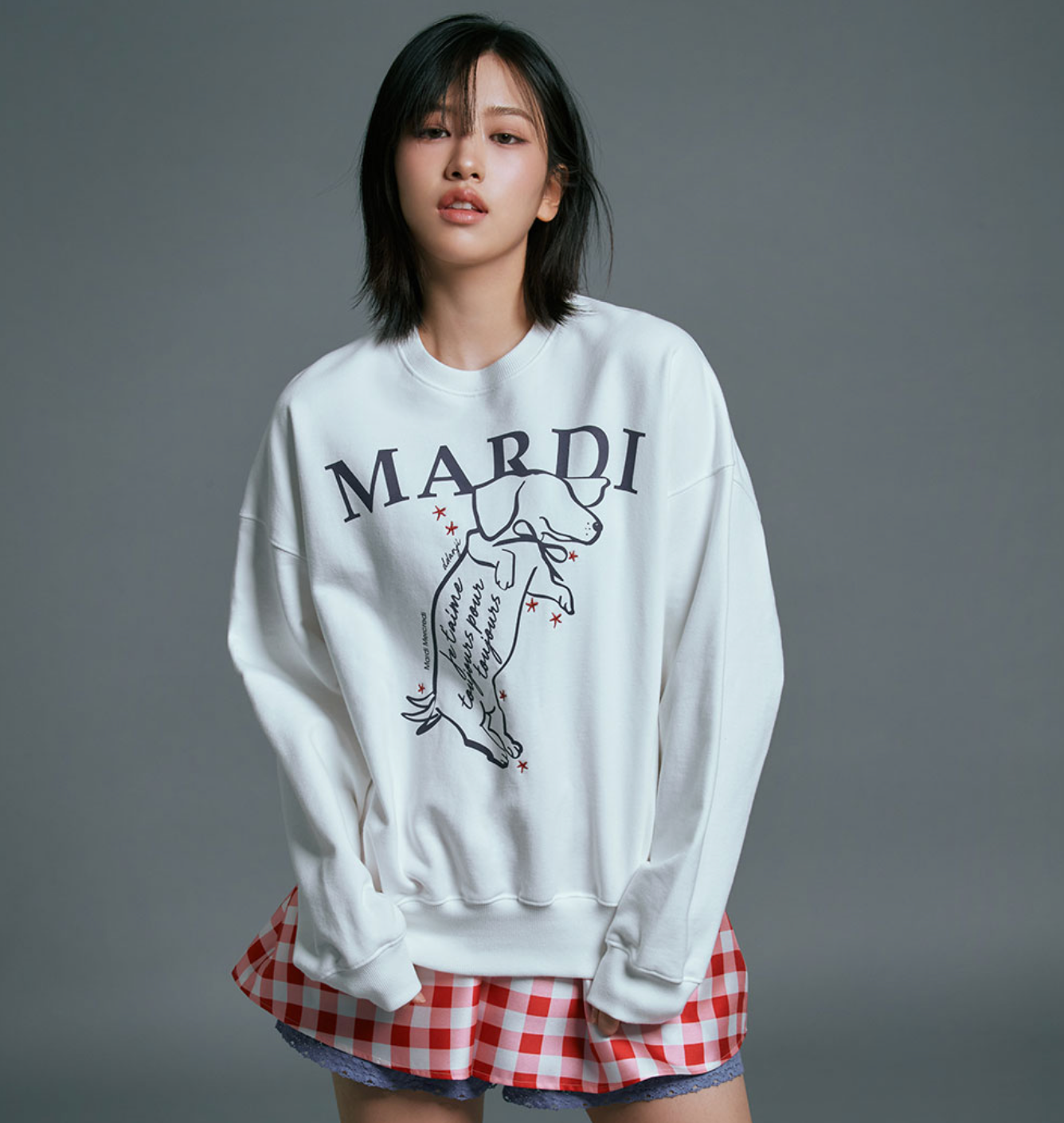 MARDI MERCREDI - SWEATSHIRT SWING THE TAIL DDANJI - WHITE NAVY