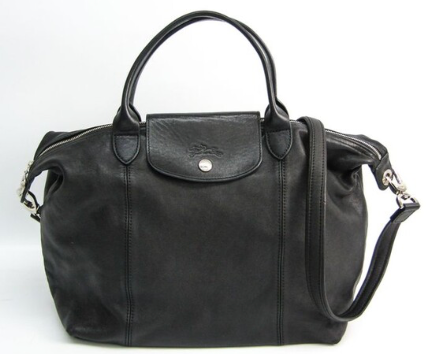 Longchamp Le Pliage Cuir Leather Series (Short Handle) - Lamb Skin