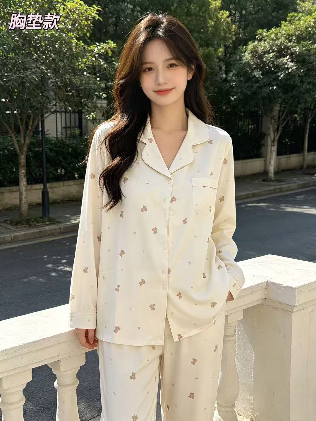 (SPREE) Ice-Silk Pyjamas (PADDED) Long Sleeves Long Pants