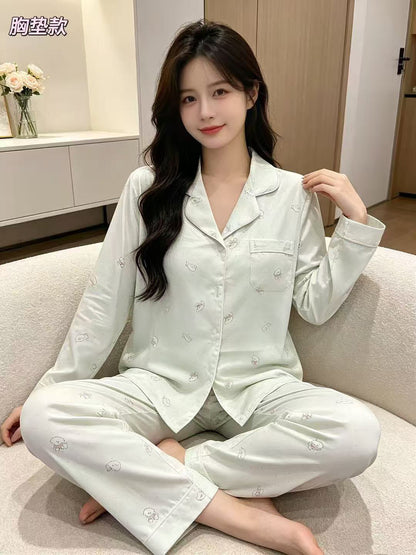 (SPREE) Ice-Silk Pyjamas (PADDED) Long Sleeves Long Pants