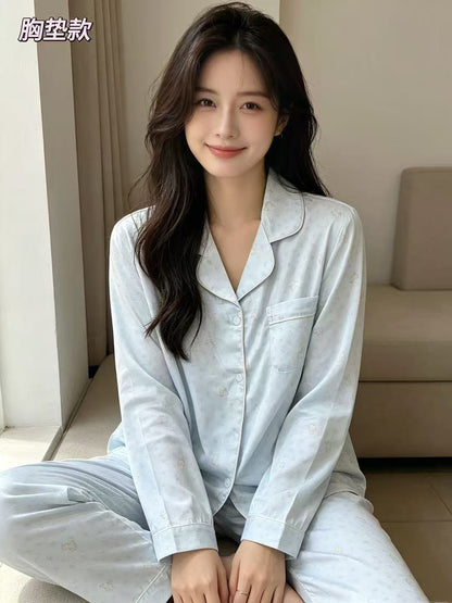 (SPREE) Ice-Silk Pyjamas (PADDED) Long Sleeves Long Pants