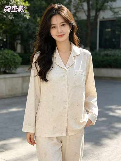 (SPREE) Ice-Silk Pyjamas (PADDED) Long Sleeves Long Pants