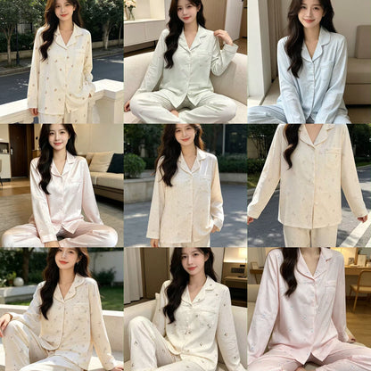 (SPREE) Ice-Silk Pyjamas (PADDED) Long Sleeves Long Pants