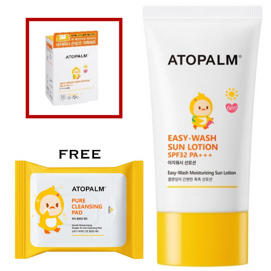 ATOPALM Easy-Wash Sun Lotion 60ml SPF32 PA+++ (Free Atopalm Pure Cleansing Pad 30pads 62g) (Copy)