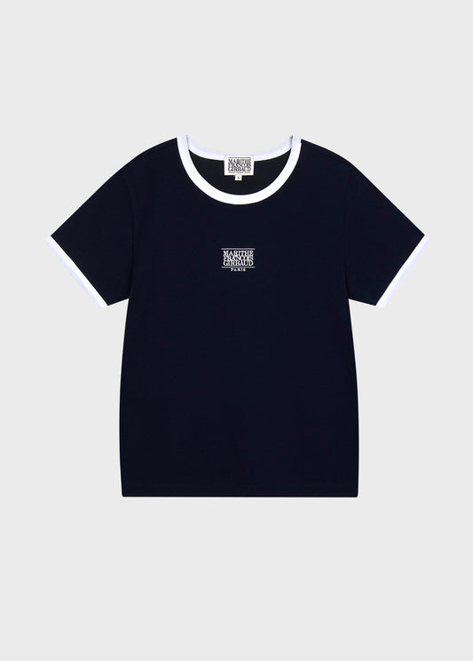 MARITHE - W CLASSIC RINGER TEE - NAVY