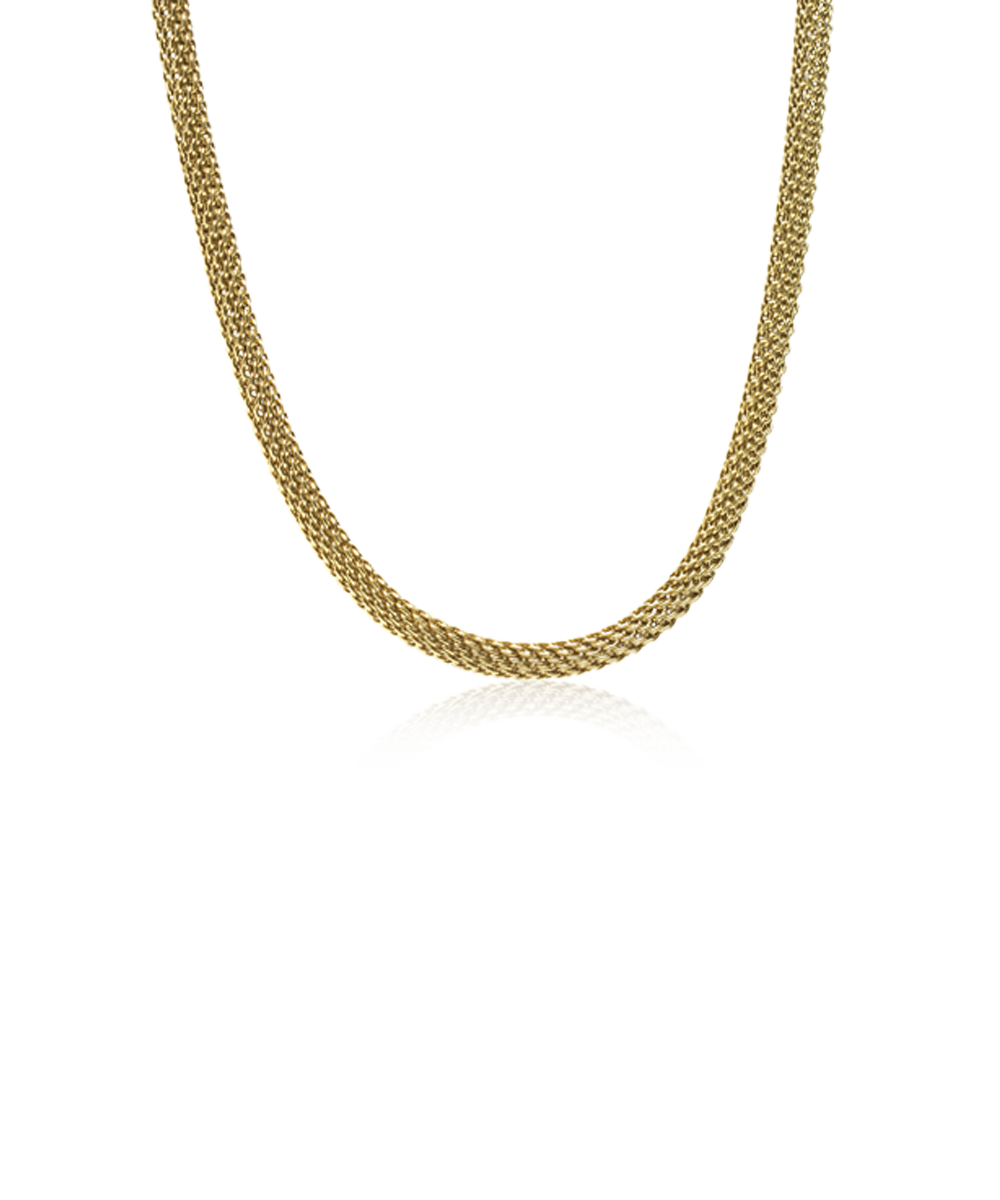 High Quality Stainless (316L) Round Mesh Gold Necklace 40-46cm