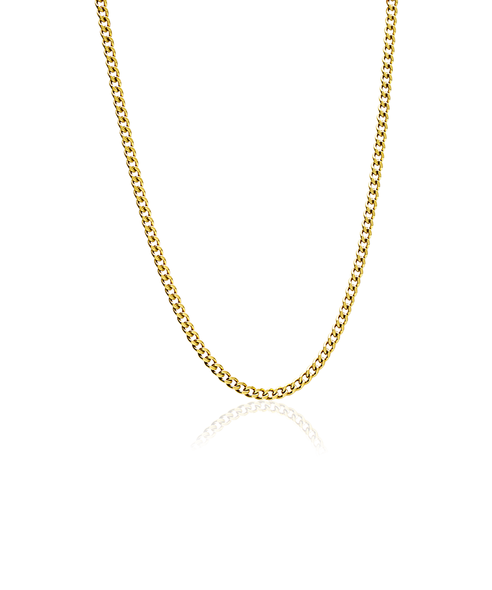 High Quality Stainless (316L) Curb Link Gold Necklace 48-52cm