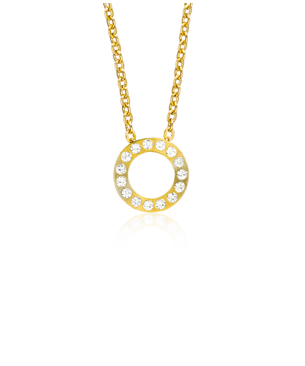 High Quality Stainless (316L) Brilliance Puck Hollow Gold Necklace 40-45cm