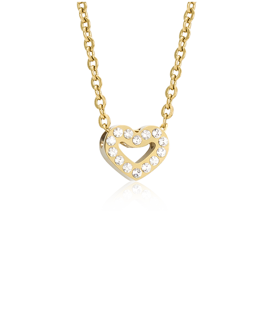 High Quality Stainless (316L) Brilliance Heart Hollow Gold Necklace 40-45cm