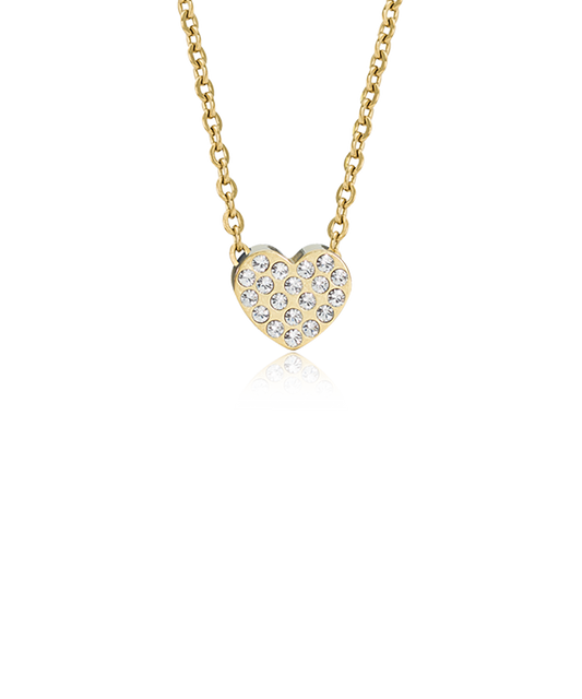 High Quality Stainless (316L) Brilliance Heart Gold Necklace 40-45cm