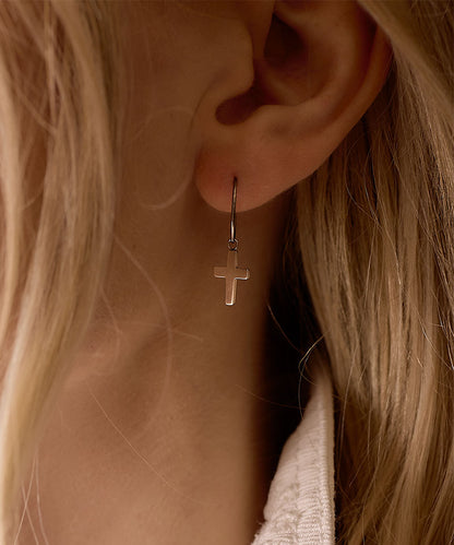 Natural Titanium Ear Ring Pendant Cross 14mm (New)