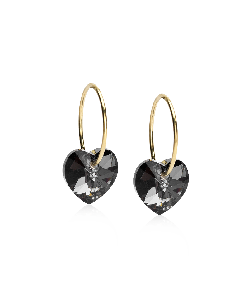 Gold Titanium Ear Ring Heart Black Diamond 14mm (NEW)