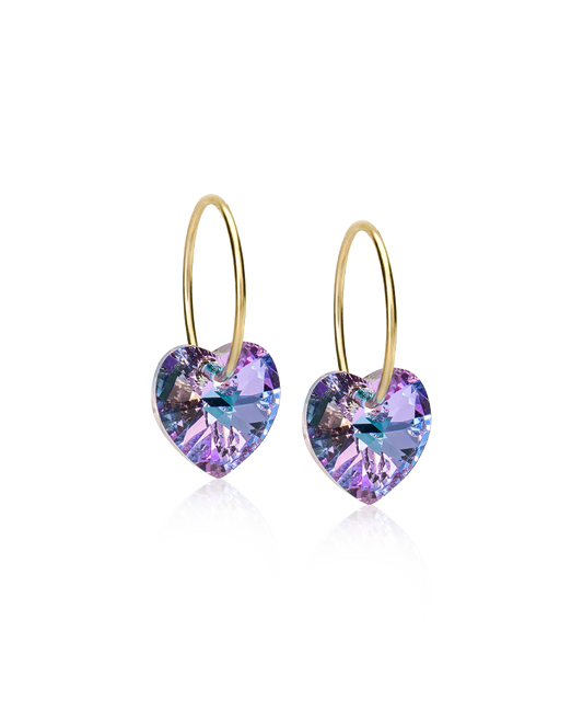 Gold Titanium Ear Ring Heart Lilac 14mm (NEW)
