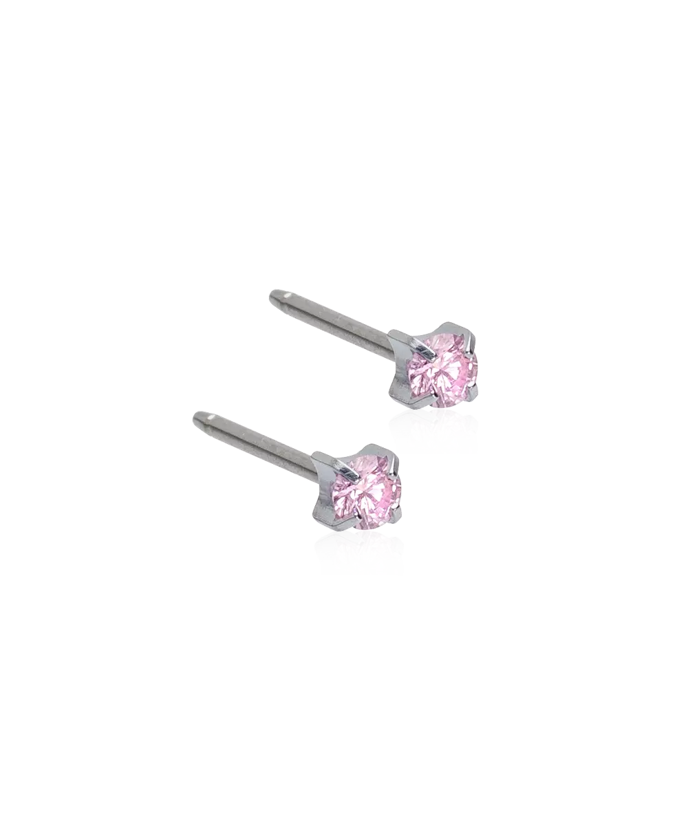 Natural Titanium Tiffany Cubic Zirconia Light Rose 3mm