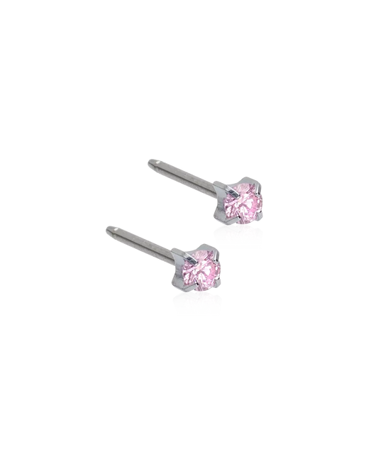 Natural Titanium Tiffany Cubic Zirconia Light Rose 3mm