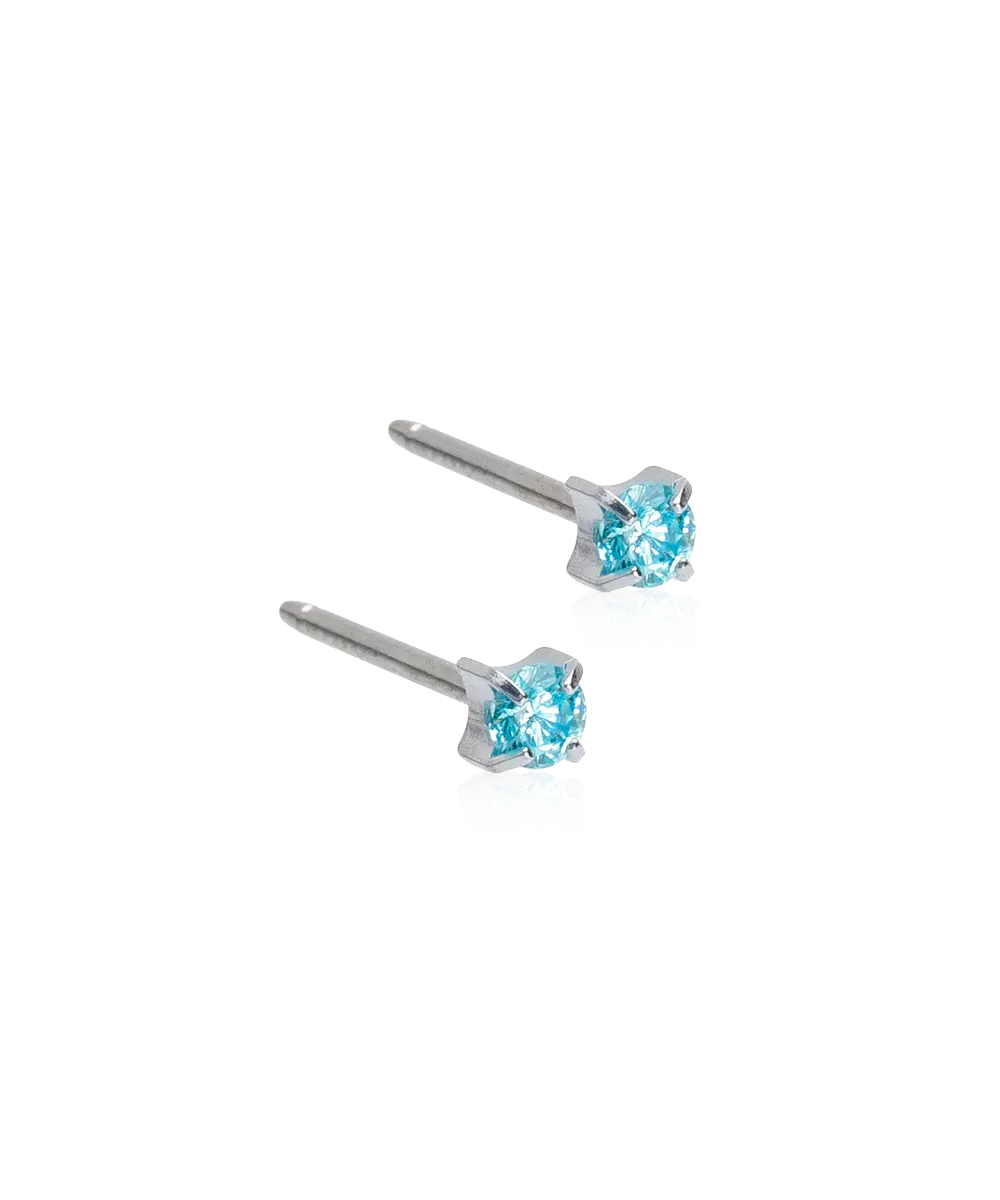 Natural Titanium Tiffany Cubic Zirconia Aquamarine 3mm