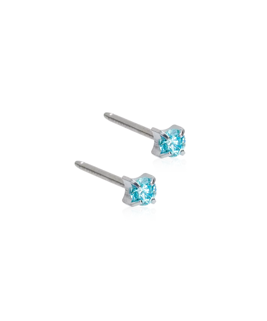 Natural Titanium Tiffany Cubic Zirconia Aquamarine 3mm