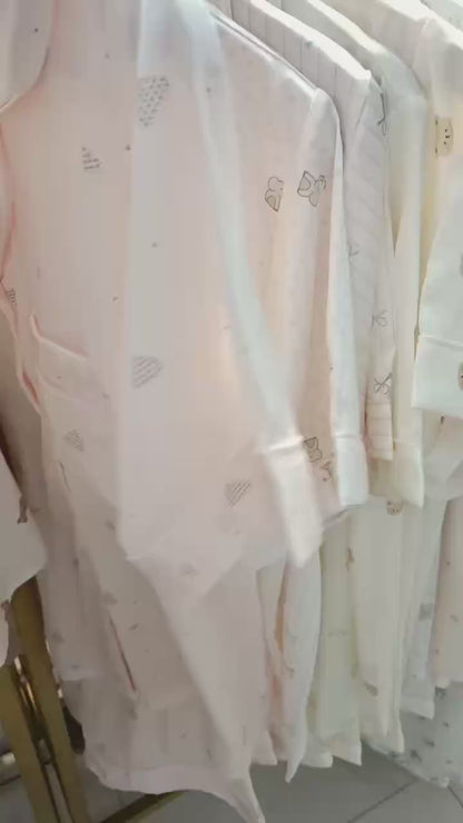 (SPREE) Ice-Silk Pyjamas (PADDED) Short Sleeves Long Pants